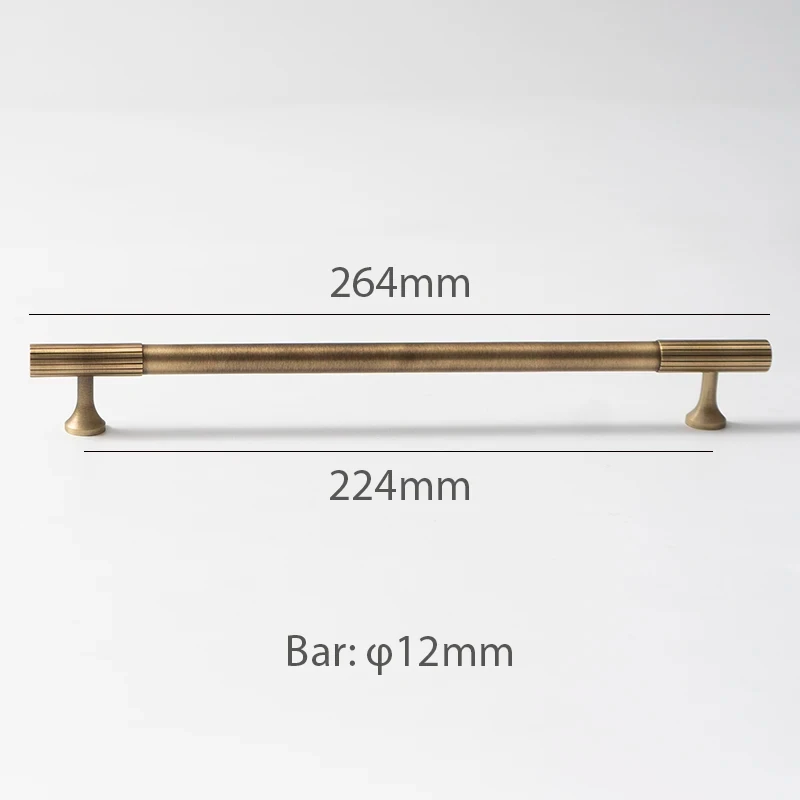 Manija y perilla de gabinete de bronce antiguo, perillas de cajón de latón macizo lineal, barra retro, herrajes para muebles de armario de cocina y dormitorio: Marrón