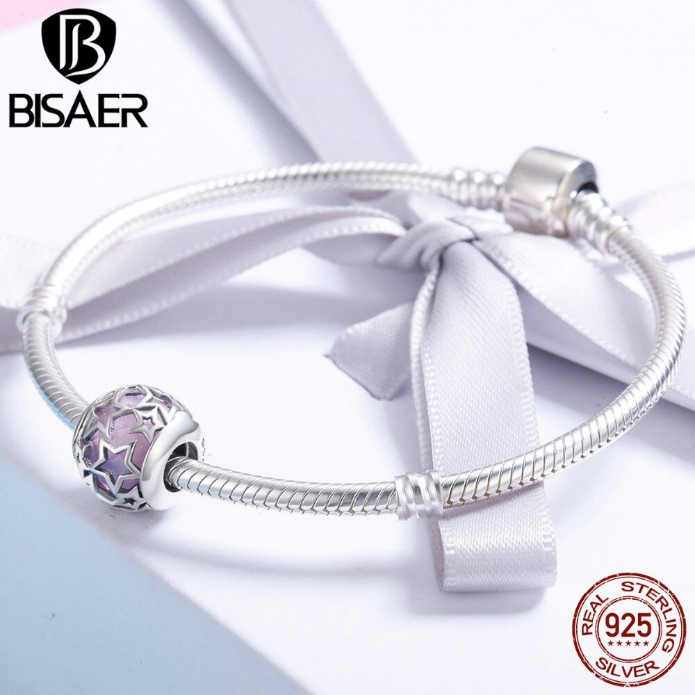 4 farbe 100% 925 Sterling Silber Klar CZ, blendend Lila Stern Reize Perle passen Charme Armbänder Sterling Silber Schmuck Machen