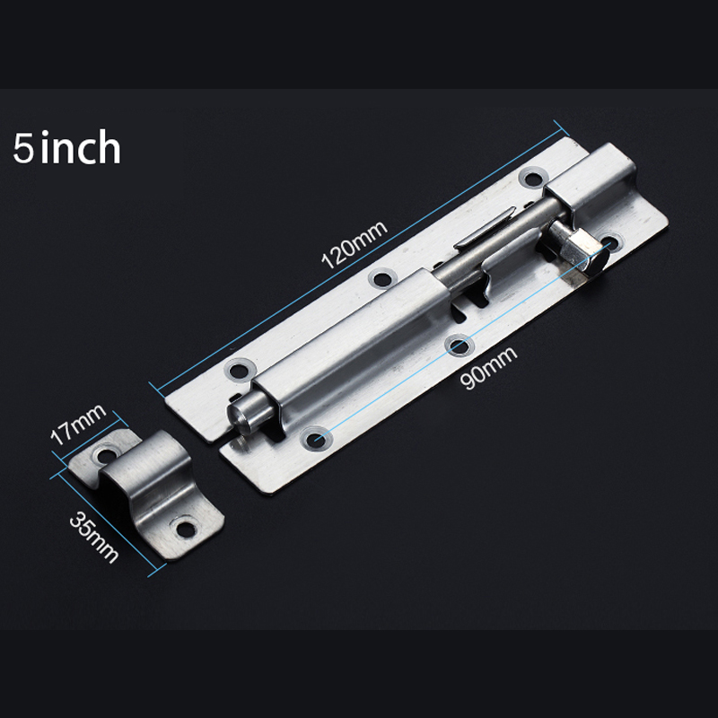 1Pc 3/4/5 Inch Long Silver Stainless Steel Door Latch Sliding Lock Barrel Bolt Latch Hasp Stapler Gate Safety Lock