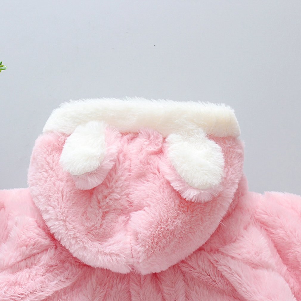 Herfst En Winter Kleding Kinderen Katoen Gevoerde Kleding Meisjes Voorjaar Wollen Trui Mantel Mantel Jas 80Cm Roze