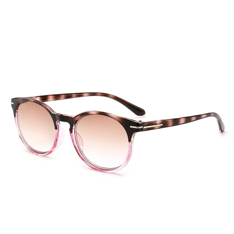 Zilead Resin Reading Glasses Round Double Brown Lens Prebyopia Spectacles For Men Women Hyperopia Eyeglasses Eyewear Unisex: +100 / pink