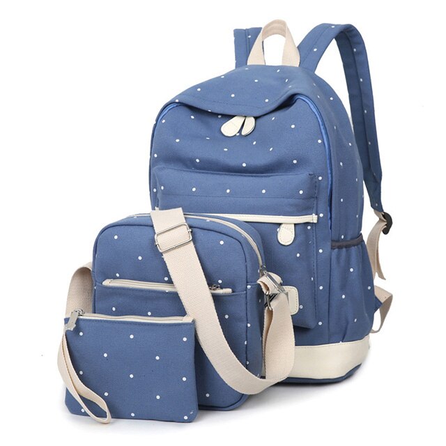 3 Stks/set Vrouwen Rugzak Schooltassen Ster Afdrukken Leuke Rugzakken Met Beer Voor Tieners Meisjes Reistas Rugzakken Mochila: Sky Blue