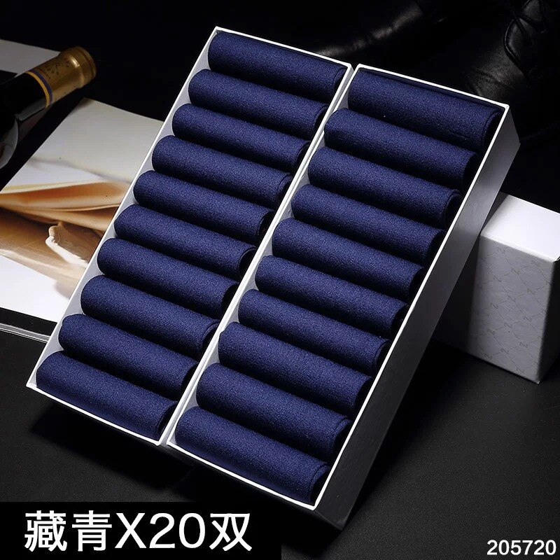 20Pairs/Mannen Zijden Sokken Business Casual Mannen Lange Sokken Zomer Dunne Transparante Ultra-dunne Mannen Sokken: 20pairs Navy