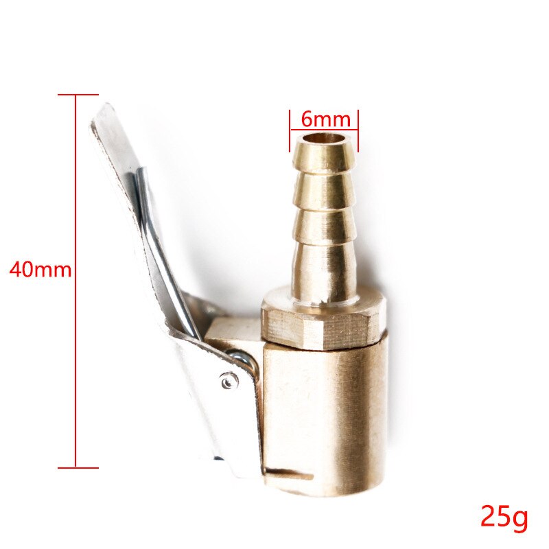 Bærbar bil auto messing 8mm dekk hjul dekkventil luftchuck inflator pumpe ventil klips klemmekobling adapter biltilbehør: Vanlig 6mm