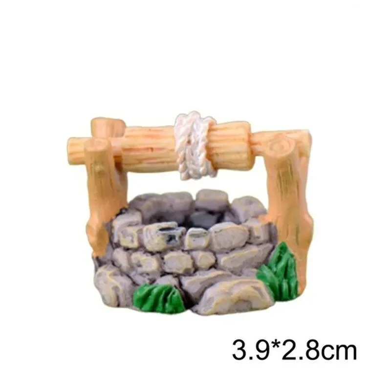 1/20 Uds Micro adorno de paisaje faro en miniatura puente de pozo de agua casa Vintage artesanía de jardín DIY Mini figuritas de decoración del hogar: Verde claro
