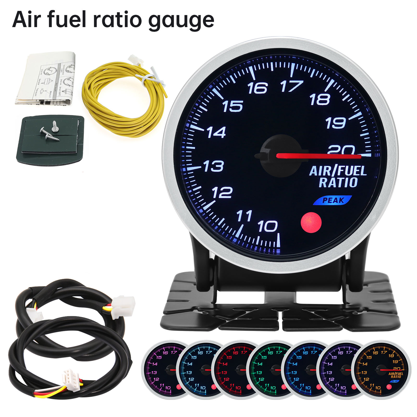52mm 8 Colors Car Gauge Oil Pressure Bar PSI Water Temp Oil Temp EGT Exhaust Temp Turbo Boost Tachometer Fuel Level Gauge Meter: black