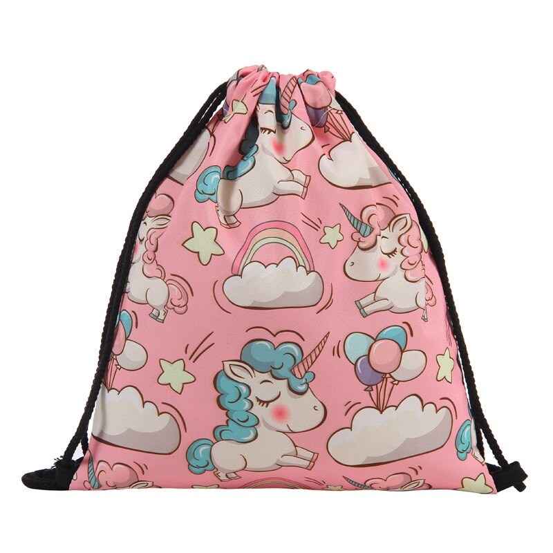 rose licorne fait à la main femmes Oxford cordon sac à dos décontracté impression voyage sac sacs d'école pour adolescent Mochila racksucer: Default Title