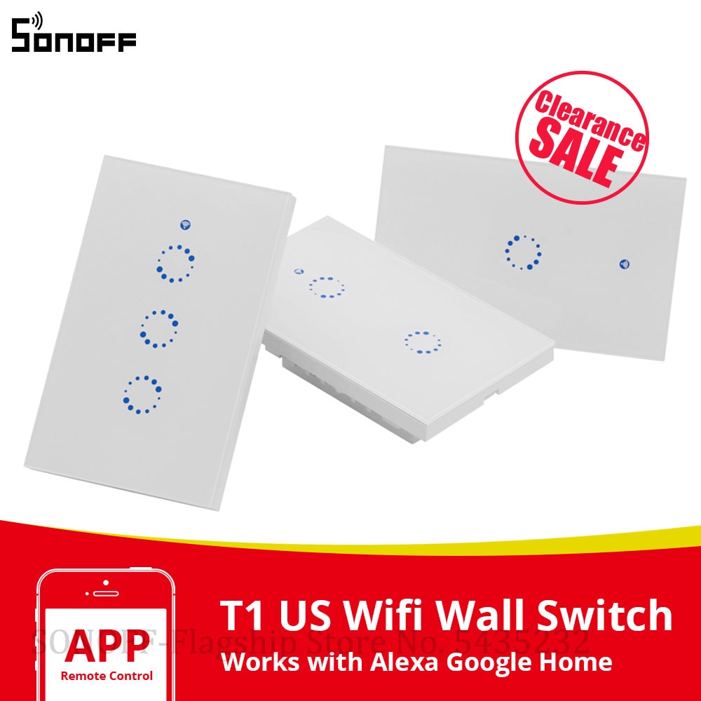 Itead Sonoff T1 Us Touch Schakelaar Smart Lichtschakelaar Panel Muur Interruptor Wifi Lichtschakelaar Ons Standaard Werken Met Alexa E-Welink