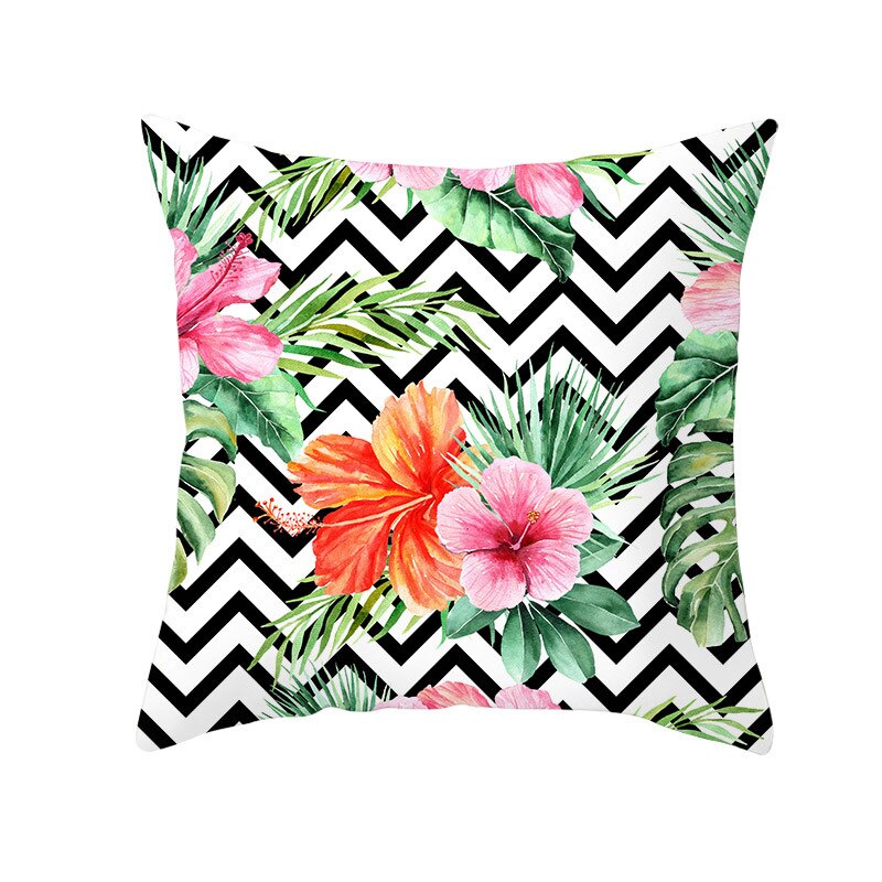 45*45Cm Kids Pasen Dag Tropische Decoratie Print Kussenhoes Polyester Groene Plant Sierkussen Voor Sofa/home Decor Pillowcas: 3