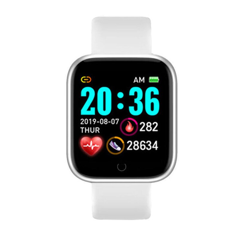 Y68 sport fargeskjerm skrittellere sport klokker gå trinn teller barn menn kvinner smart armbånd fitness smart armbånd: Hvit
