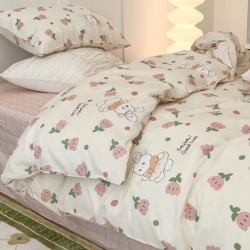 Romantische Bettwäsche einstellen Blumen- eins Stil Bettbezug Flache Blatt mit Kissenbezüge Einzigen Königin Volle Größe Jungen Mädchen Koreanischen Bett leinen