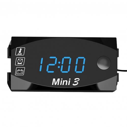 Zegar elektroniczny 3 w 1 uniwersalny motocykl zegar elektroniczny termometr woltomierz zegarek wyświetlacz akcesoria motocyklowe 2020: Niebieski