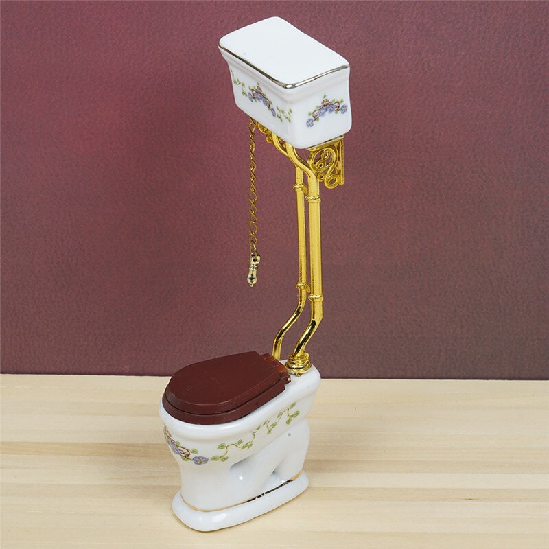 Dongzhur Miniatura Toilet Dollhouse 1:12 Miniatures 1:12 Kit Accessories Ornament Doll Retro Miniatures House Toy