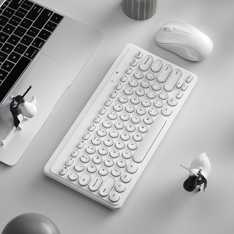 2.4G Wireless Keyboard Mouse Set Mute 1600 DPI Mini Wireless Computer Keyboard Mouse Combos Office Keyboard for Laptop PC Gamer: white set