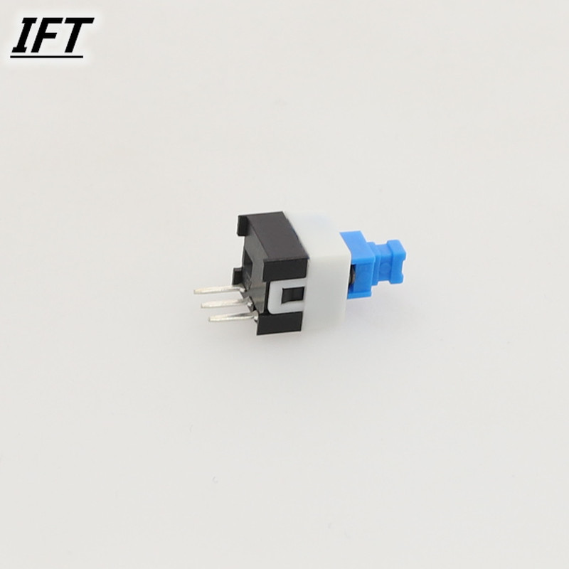 10pcs Free shopping 7*7mm 3Pin Push Tactile Power Micro Switch Self lock On/Off button Latching switch