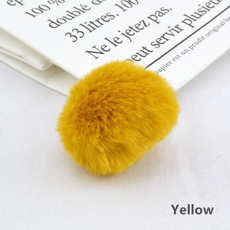 20 stks/partij 3.5cm Faux Fur PomPom DIY Konijn Haarwortel Tas pom pom Bal sleutelhanger Voor Vrouwen Auto haarspeld Zak Sleutelhanger Hoofddeksels: yellow