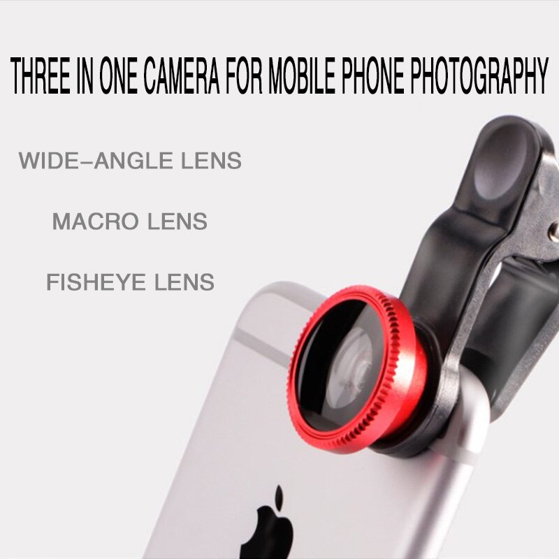 3-in-1 Wide Angle Macro Fisheye Lens Camera Kits Mobile Phone Fish Eye Lenses With Clip 0.67x For Iphone Samsung All Cell Phones