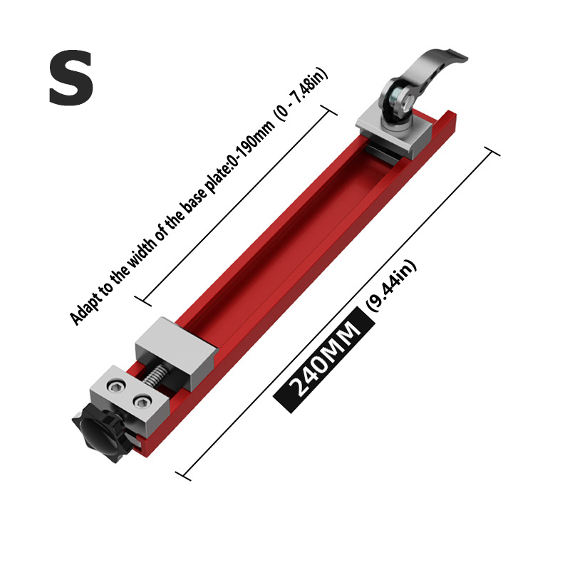 Woodworking Router Bevel Edge Support Clamp - Aluminum Alloy Adjustable Guide Rail for Wood Cutting Machine Durable Anti-Slip: Red