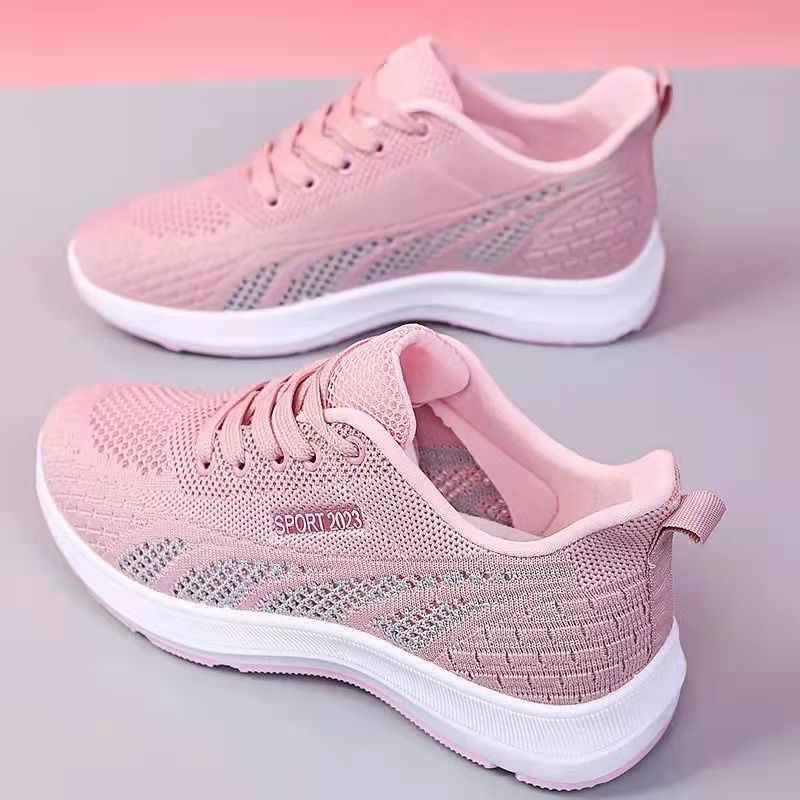Scarpe da corsa Scarpe da ginnastica traspiranti da donna Scarpe estive con cuscino d'aria in rete leggera Scarpe sportive da donna Scarpe da allenamento stringate per esterni: Beige / 37