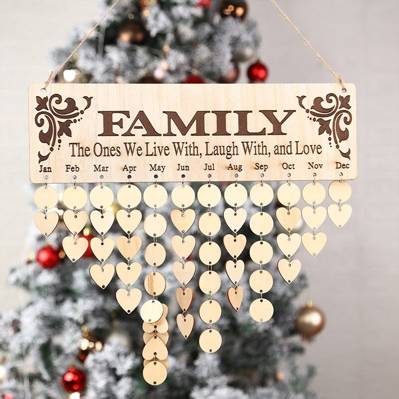 Birthday Family Birthday Calendar Hanging Board DIY Wood Calendar Board Reminder Handmade Wall Plaque Home Decor