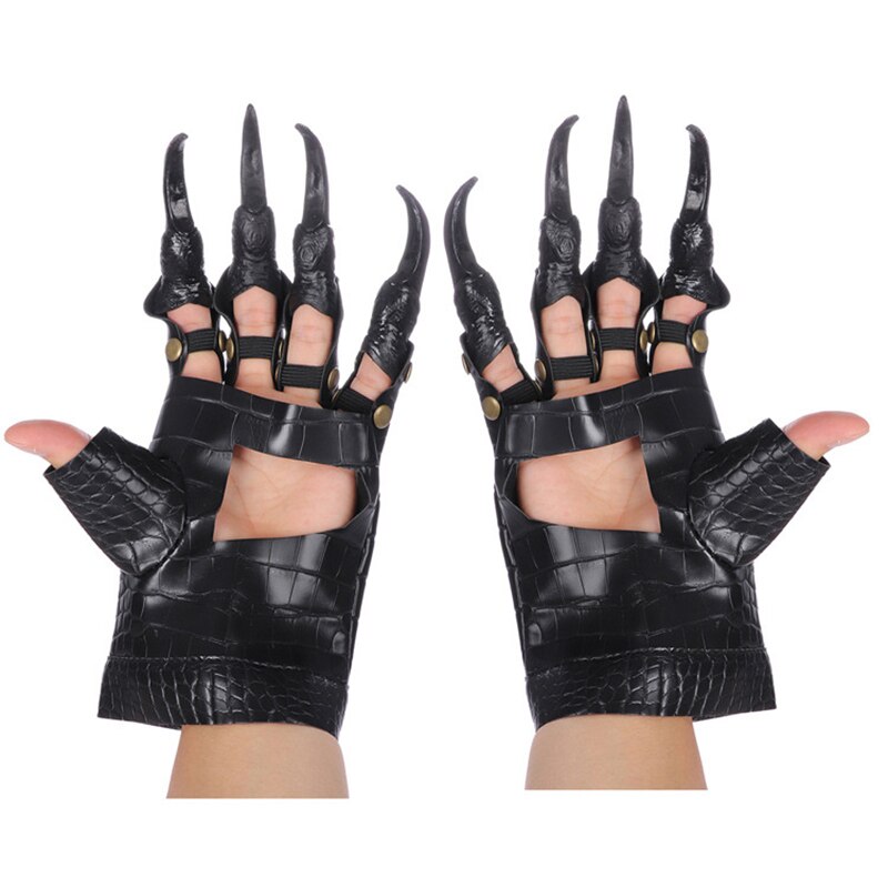 Halloween hansker lange negler hanske kunstlær klohansker fest cosplay kostyme tilbehør metall nagler for barn besatt
