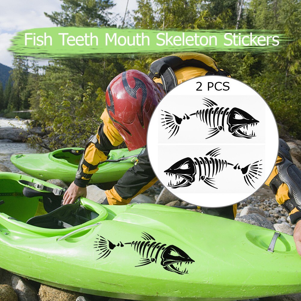 Fish Teeth Mouth Stickers Skeleton Fish Stickers Fishing Boat Canoe Kayak Graphics Accessories