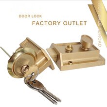 Old-fashioned door locks, wooden doors, iron door anti-theft locks, interior door aluminum alloy locks, spring locks