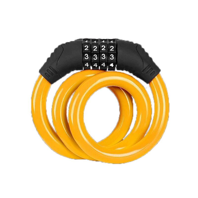 Anti-Diefstal Fietsslot 4 Cijferige Code Combinatie Rvs Kabel Fiets Security Lock Apparatuur Mtb Fietsslot: Yellow