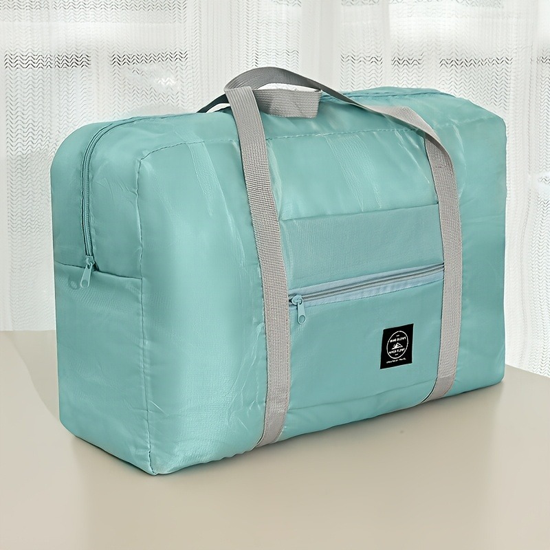 1 set of foldable large capacity travel luggage bag, expandable fitness bag, sports carry on, weekend luggage check-in: light green