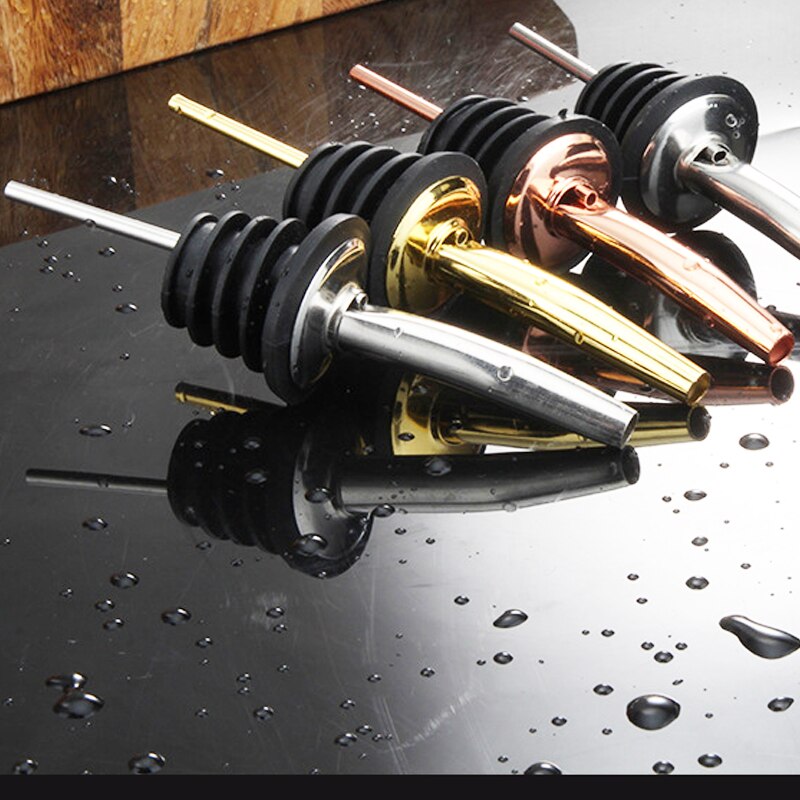 16pcs Black/Rose Gold Liquor Pourer Cork Spout Stainless Steel Wine Bottle Stopper Bartender Wine Corks Cocktail Bar Accessorie
