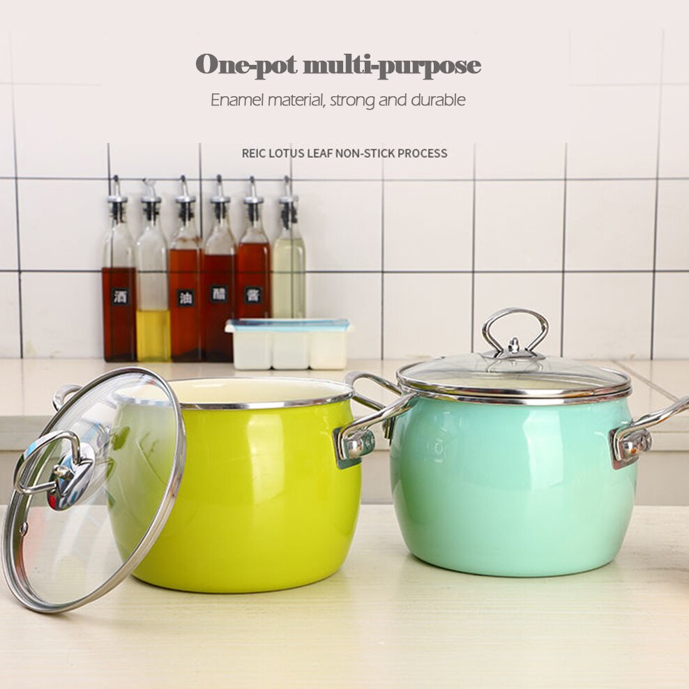 18CM Caliber Porcelain Enameled Soup Pot 3.2L Enameled Saucepan For Gas Induction Stewpan Multifunction Cooking Pot Kitchenware