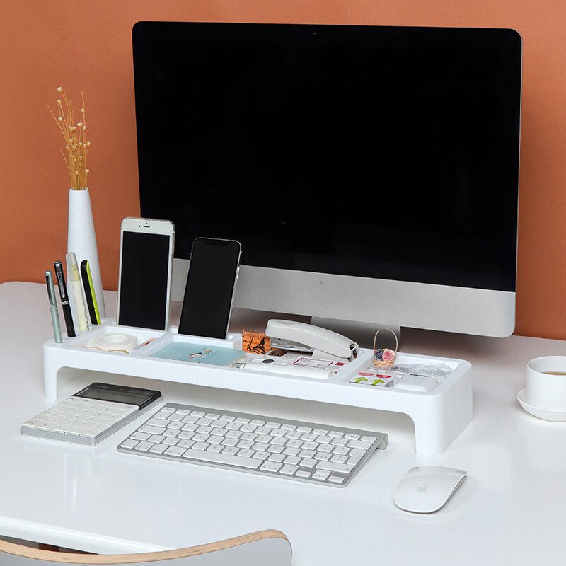 Plastic Office Table Organizer Desk Keyboard Rack Stationery Storage Holder Computer Home Office Desktop Pvc Storage Shlelf