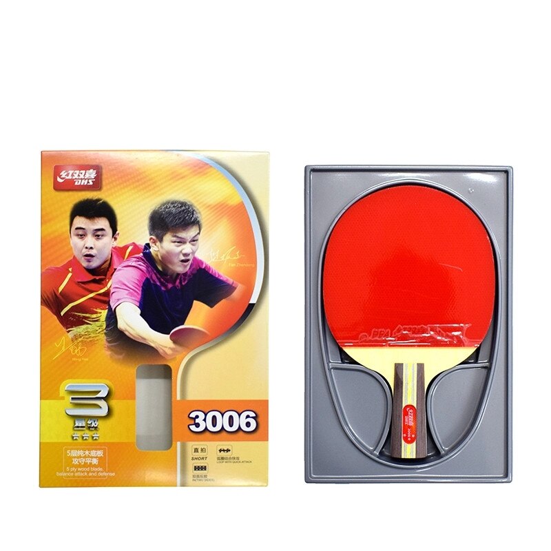 DHS table tennis rackets 3-star 3002 3006 with rubber PF4-1 pips-in racket ping pong bat paddle: 3006  CS