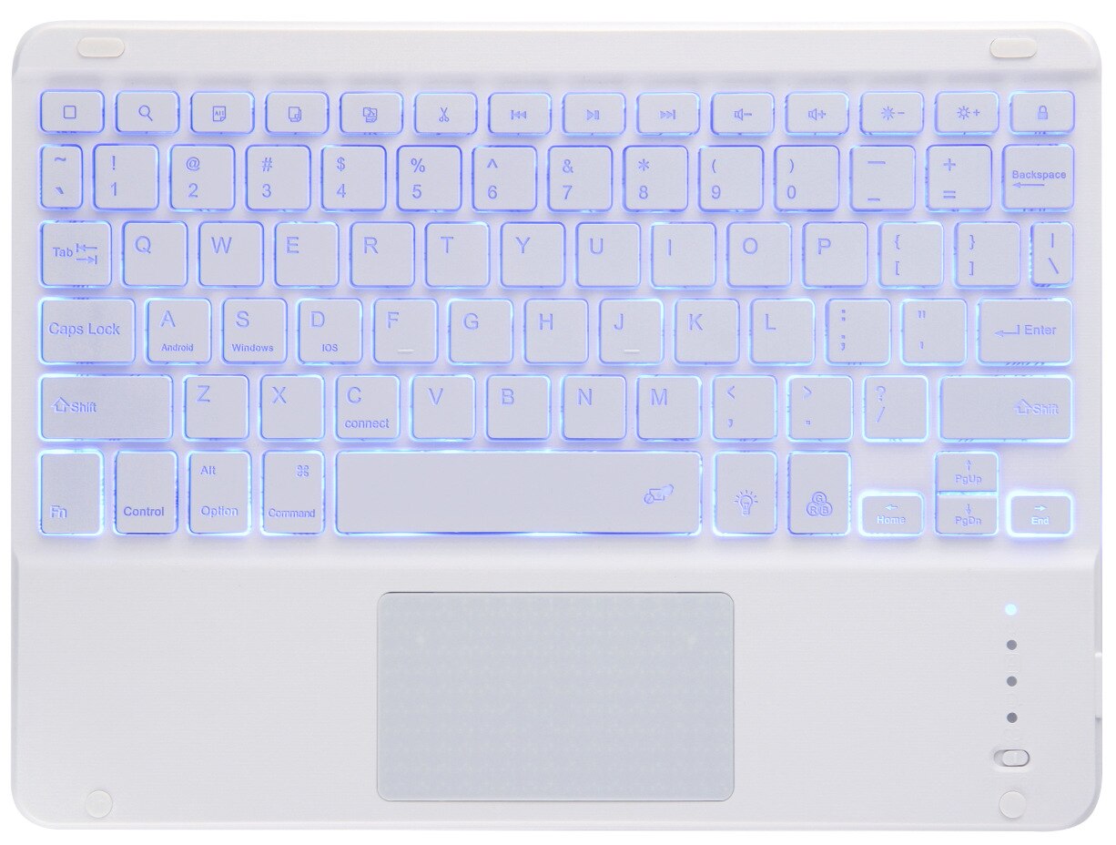 Mini portátil sem fio backlight teclados bluetooth com touchpad universal para todos os 7-10 polegadas tablet para smartphones ipad: White Touchpad Light