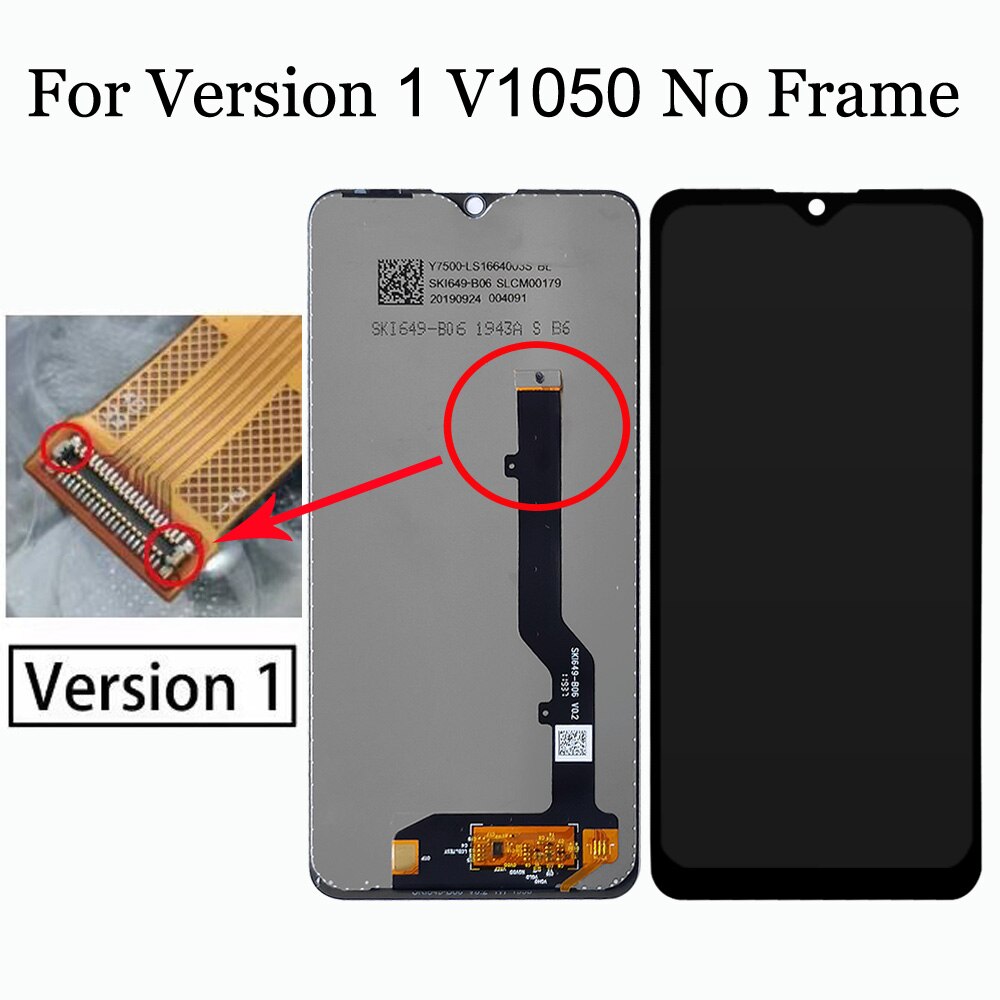 Tela de lcd touch screen para zte 20 smart v1050, 6.49 ", visor lcd, digitalizador, montagem com quadro para zte 20 smart v2050, ferramentas: Ver.1 V1050 No Frame