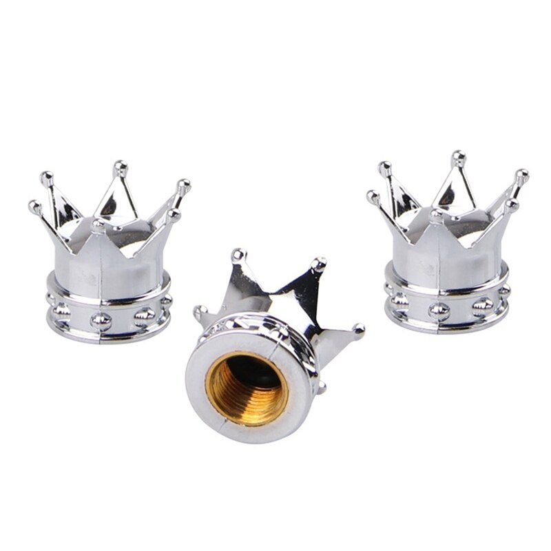 Crown Modified Tire Valve Cap Chrome Crown Car Tire Air Valve Stem Screw Caps Cover Wheel Rims Car Interior Accessories