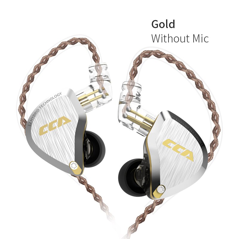 Cca C12 5BA + 1DD Hybrid In Ear Headset 12 Drivers Unit Hifi Dj Monitor Oortelefoon Oordopjes Headset Noise Cancelling oortelefoon: CCA C12 Gold no mic