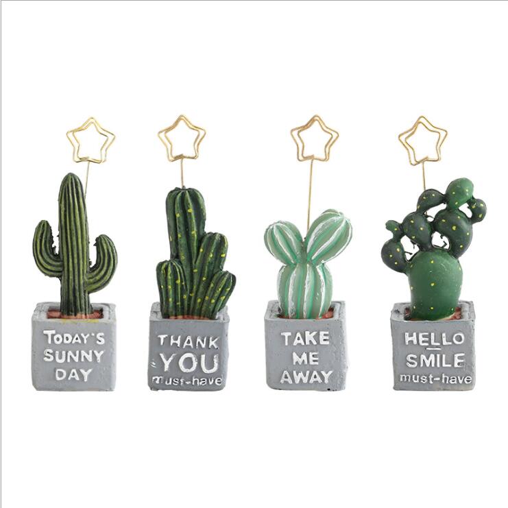 Clip Photo de mariage en résine, Cactus Kawaii, carte de Message, bureau, décoration de Table pour la maison
