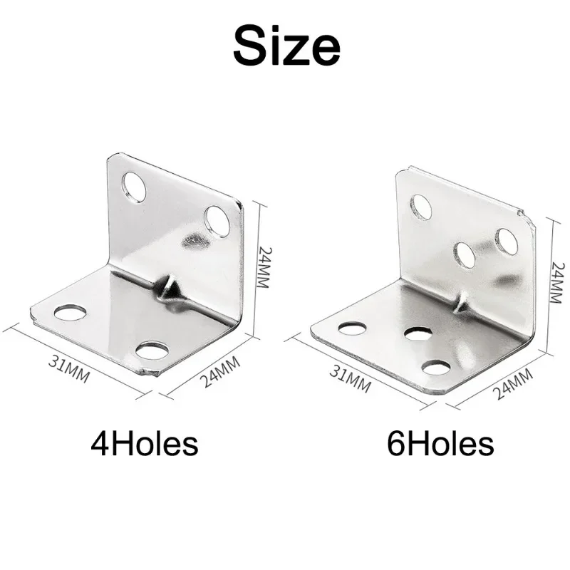 Soporte de esquina Universal de acero inoxidable, soporte fijo de ángulo recto de 90 grados, muebles de madera, marco de cama, accesorios para gabinete, 50/10 Uds.