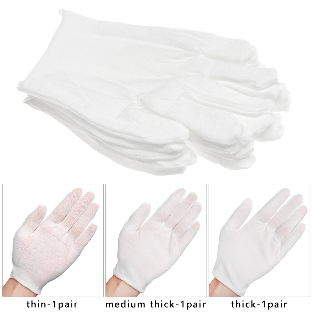 1 paar Weiß Baumwolle Arbeits Schutz Handschuhe Dünn Mittel Dick Handschuhe Schmuck Wertschätzung Garten Reinigung Liefert