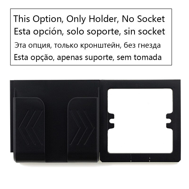 Usb Muur Plug Mobiele Telefoon Opladen Outlet Eu/Franse Stopcontact Met Dual Usb-Poorten Opladen Zwart Geborsteld Aluminium panel: Phone holder