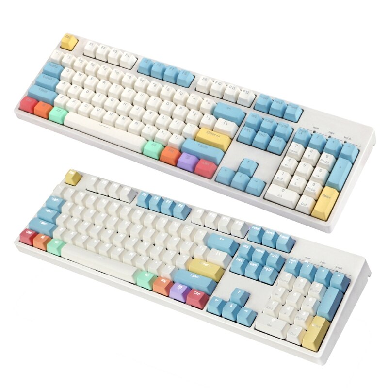 108 Keys Colorful Chalk PBT Backlit Keycaps for cherry Mx Keyboard Keycap 090F