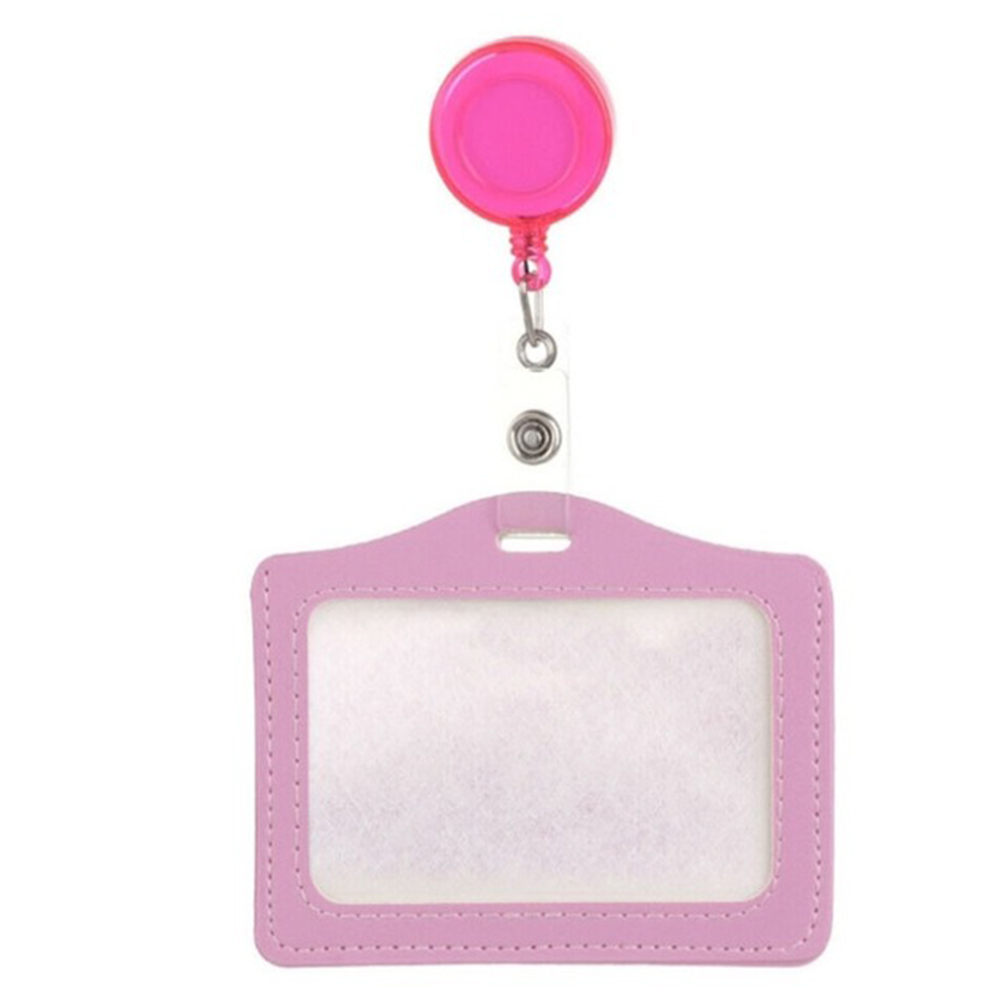 Arbetskortshållare klämma pu-läder korthållare klämma infällbara namnskyltsrullar sjuksköterska läkare id-korthållare namnkortshållare: Grå