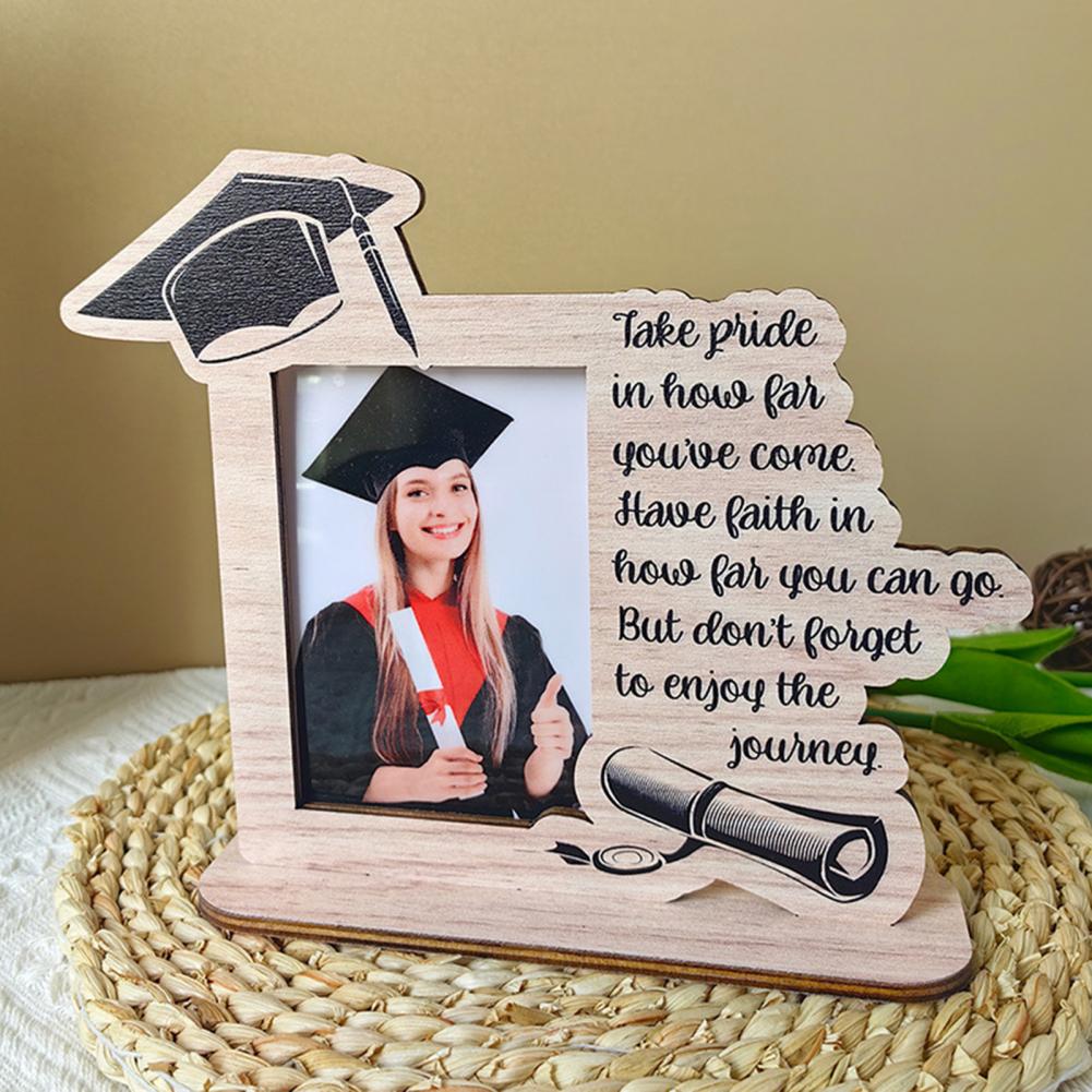1 Set Picture Frame DIY Wooden Graduation Picture Display Frame Vintage Rustic Graduation Photo Frame For Desktop Decoration