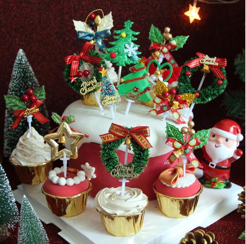 Kerst taart decoratie plug-in kerstboom elanden topper cake kerstcadeau partij decoratie bruiloft cake topper 1pcs