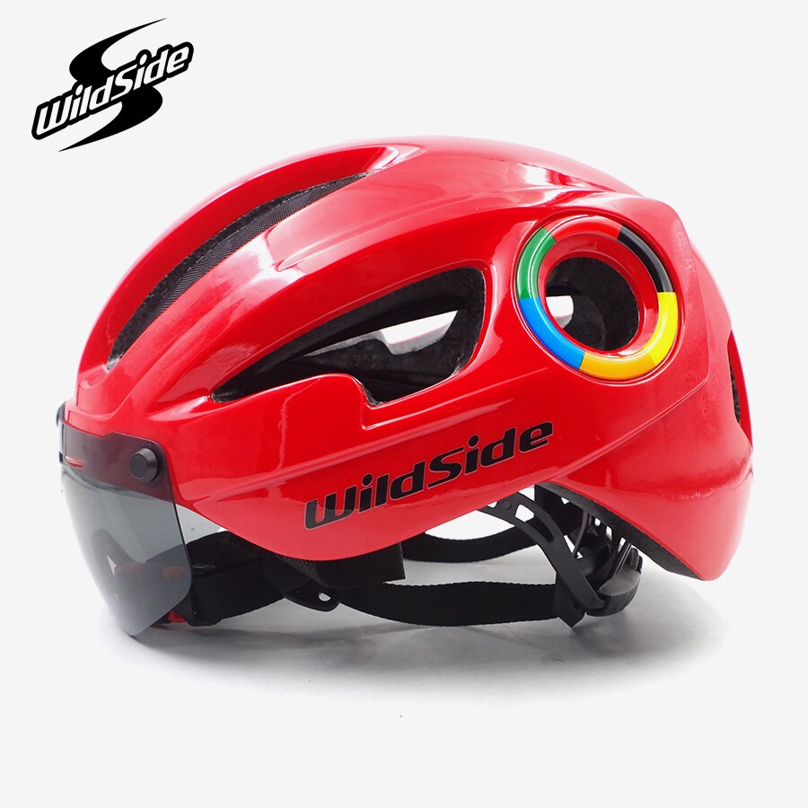 Ultralette cykelhjelm til mænd kvinder road mtb mountainbike hjelm med linser casco ciclismo race cykel hjelm udstyr: Rød -1 linse