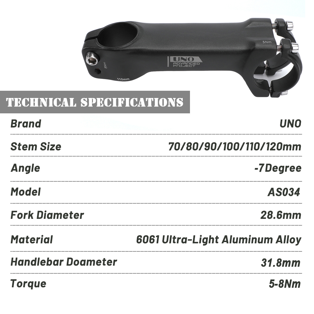 UNO MTB Vorbau-7 Grad Integrierte Lenker Vorbau 31,8 Aluminium Fahrrad Stange 70-120mm Griff Bar Verlängerung fahrrad Lenkrad