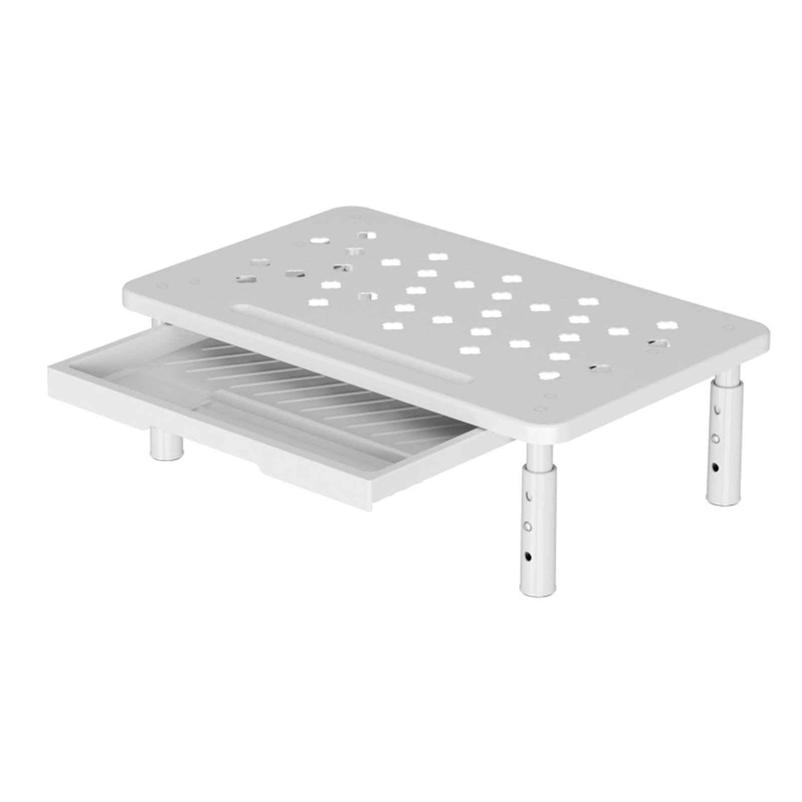 Datorskärmstativ 3 höjdjusterbara skärmhöjare med luftflödesventiler laptopstativ för skärm bärbar dator skrivare: Vit