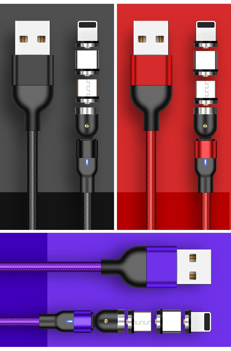540 gradi Magnetico Cavo micro USB di Tipo C di Ricarica Veloce Magnete Caricatore Del Telefono mobile Cavo USB C per Xiaomi iPhone 11 Xr Samsung