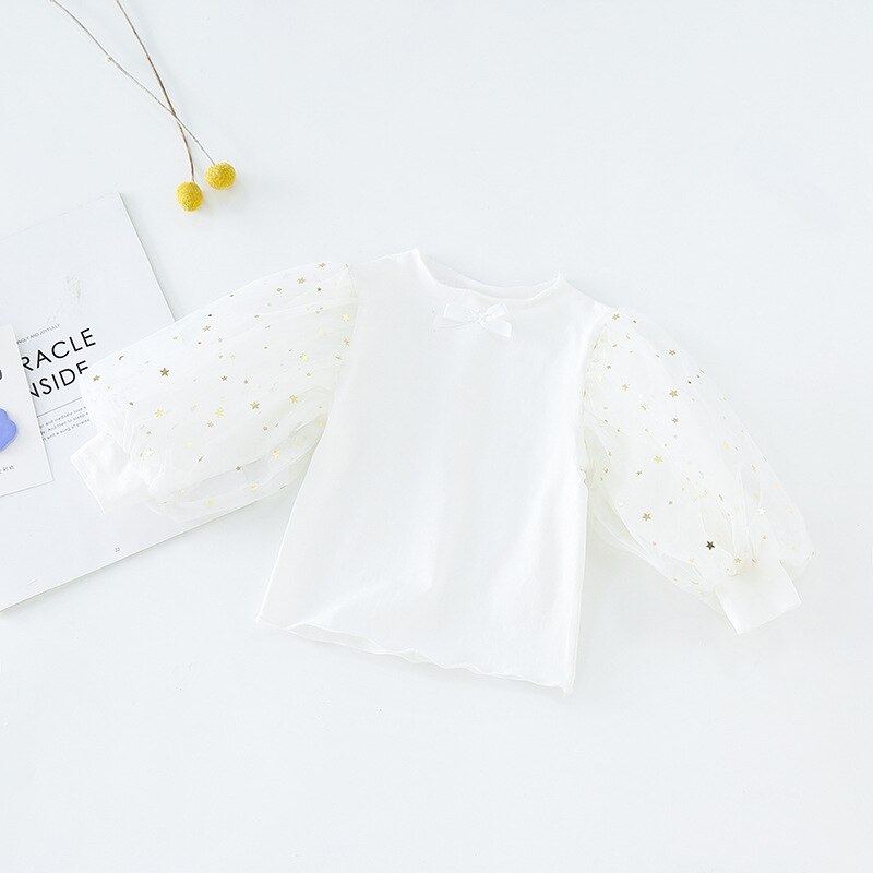 Kids Baby Girl Tops Autumn Blouse Cotton Puff T-Shirt Long Sleeve Shirt Lovely Princess Toddler Baby Clothes Sets: W / 24M